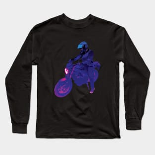 Biker riding a Suzuki SV650 Synthwave style Long Sleeve T-Shirt